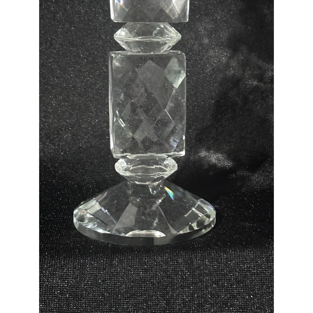 Lafayette Crystal candle holder 10 1/2" Beautiful Square Pattern Cut - Picture 4 of 16